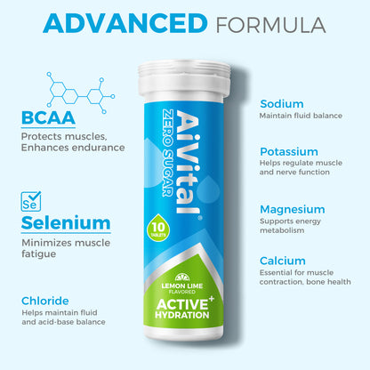 Aivital With 5 essential electrolytes (sodium, potassium, magnesium, calcium, chloride), plus BCAAs and selenium 